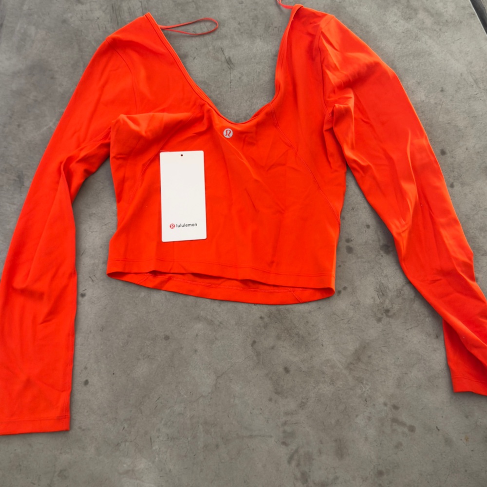 lululemon athletica Orange Long Sleeve Cropped Top